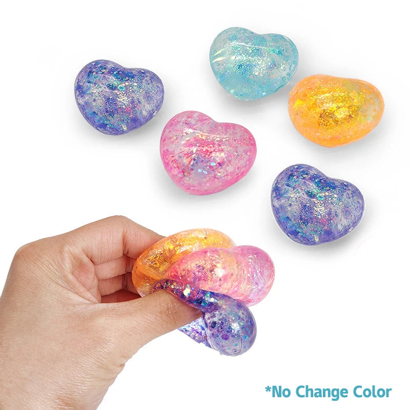 1Pc Changing Color Heart Squeeze Toy Sequins Love Fidget Toy Squishy Pinch Kneading Toy Stress Reliever Toy Kid Party Favor