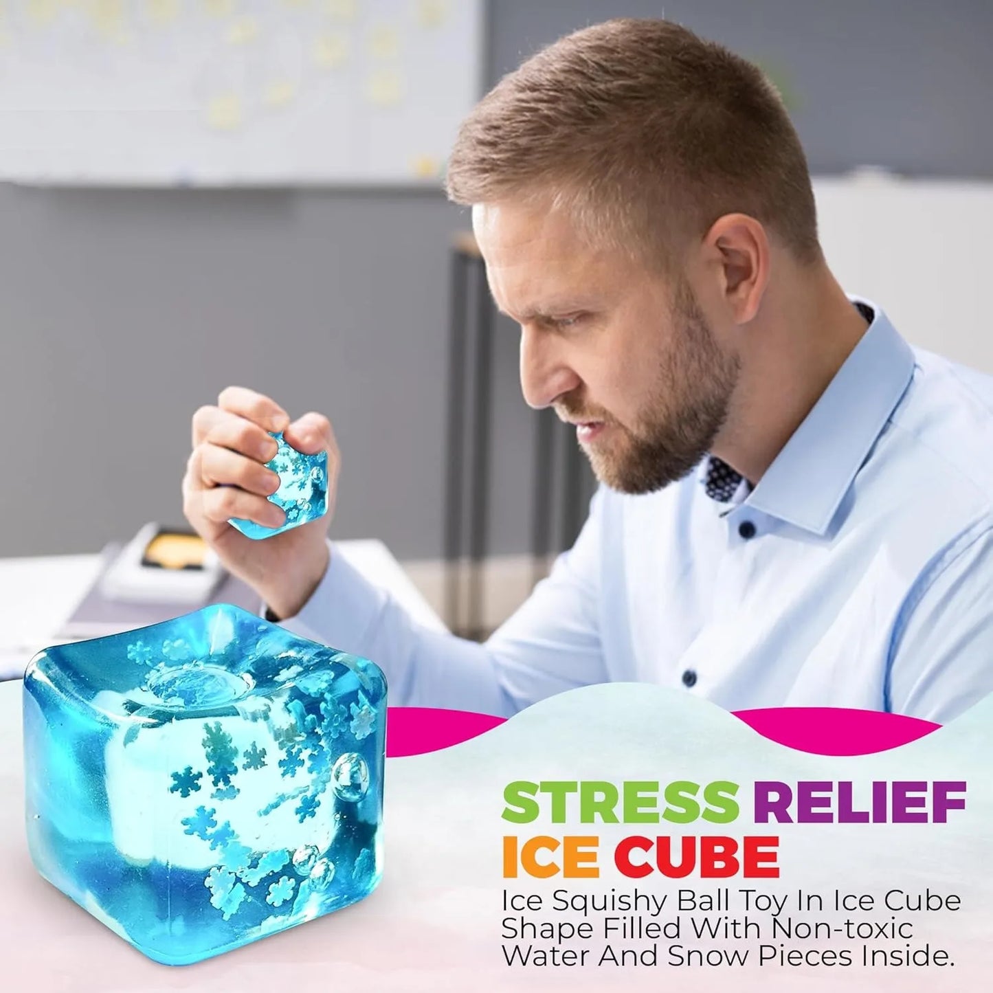 1PC Fidget Ice Cube Slow Rising Balls Sensory Fidget Toy Adults Stress Relief Squeeze Hand Exercise Calming Tool for Kids Adults