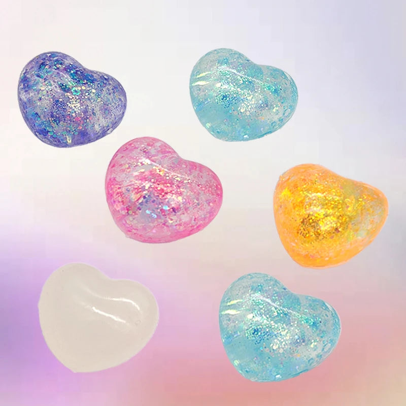 1Pc Changing Color Heart Squeeze Toy Sequins Love Fidget Toy Squishy Pinch Kneading Toy Stress Reliever Toy Kid Party Favor